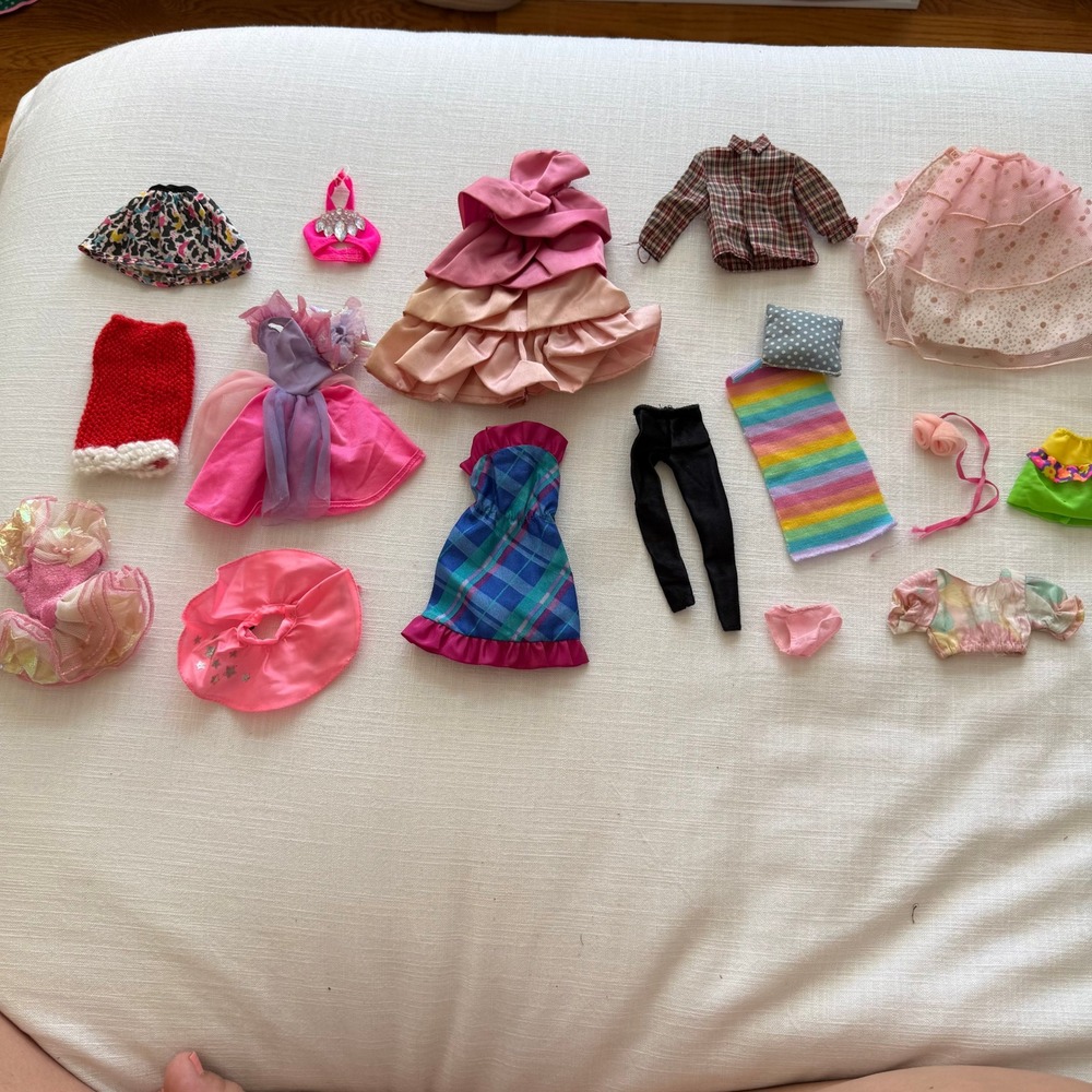 Vintage Mixed HOMEMADE BARBIE Clothes Lot Gowns Skirts Tops Accessories 15pc+